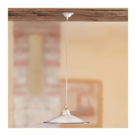 Lampadario in ceramica piatto liscio stile vintage rustico country - Ø 43 cm