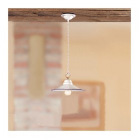 Lampadario in ceramica piatto liscio stile vintage rustico country - Ø 28 cm