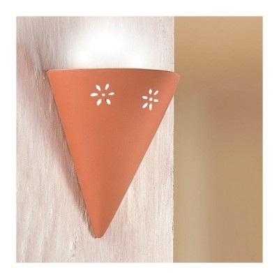 Applique lampada da parete in cotto e traforata con luce rivolta verso l'alto country vintage – h. 25 cm