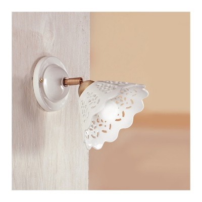 Applique lampada da parete orientabile in ceramica traforata rustica country - Ø 18 cm