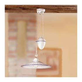 Lámpara corredera de cerámica con contrapeso y placa lisa con decoración perforada - Ø 43 cm