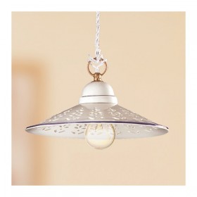 Glatter, flacher Keramik-Kronleuchter mit perforiertem Vintage-Landhausdekor – Ø 28 cm