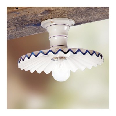 Lámpara de techo rústica retro de cerámica plisada - Ø 28 cm