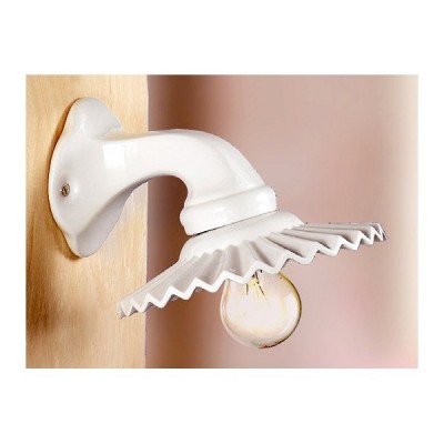 Aplique de pared rústico de cerámica retro plisado plano - Ø 21 cm