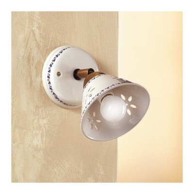 Applique lampada da parete in ceramica traforata e decorata rustica country - Ø 14 cm