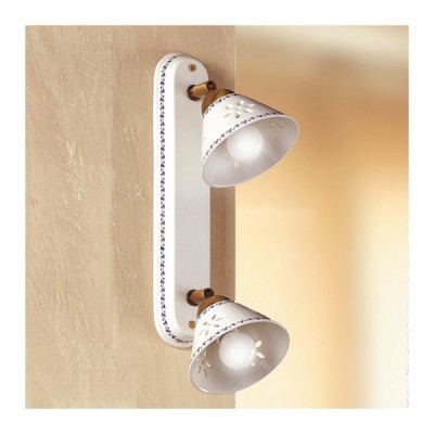 Applique verticale a 2 luci in ceramica traforata e decorata - Ø 14 cm