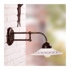 Aplique de pared de hierro forjado con placa de cerámica con decoración rústica campestre - Ø 21 cm