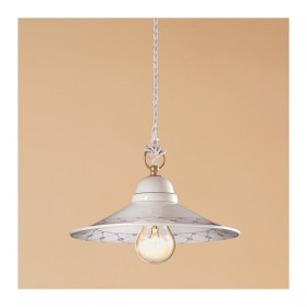 Lampadario in ceramica piatto liscio bordi decorati rustico country – Ø 28 cm