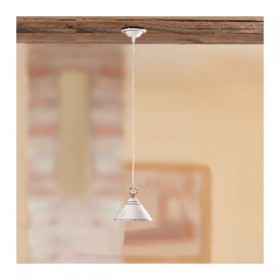 Lustre plat lisse en céramique à bord ajouré et décoré - Ø 18 cm