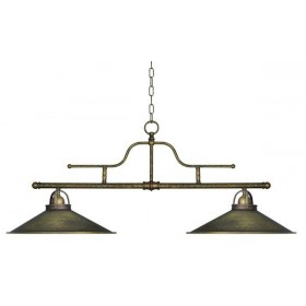 Lustre suspendu à 2 lumières en laiton antique, style rétro vintage rustique