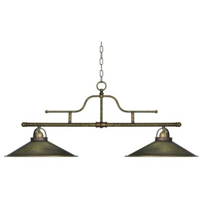 Lustre suspendu à 2 lumières en laiton antique, style rétro vintage rustique