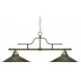 Lampadario a sospensione 2 luci in ottone anticato stile rustico vintage retro