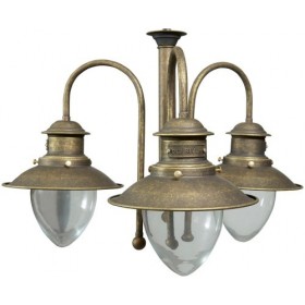 Lustre rustique de style country vintage à 3 lumières en laiton
