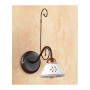 Applique wall lamp in wrought iron with perforated and country decorated ceramic plate - Ø 14 cm