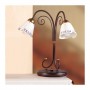 2-light wrought iron table lamp with vintage country perforated ceramic plate - Ø 14 cm