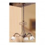 Wrought iron pendant lamp with 3 lights in vintage country decorated ceramic - Ø 60 cm