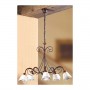 Wrought iron pendant lamp with 5 lights in vintage country decorated ceramic - Ø 60 cm