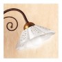 2-flammige Tischlampe aus Schmiedeeisen mit gewellter perforierter Vintage-Keramikplatte im Landhausstil – Ø 14 cm