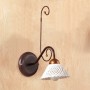Aplique de pared de hierro forjado con placa de cerámica estilo espagueti campestre vintage - Ø 14 cm