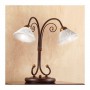 2-flammige Tischlampe aus Schmiedeeisen mit Retro-Country-Spaghetti-Keramikplatte – Ø 14 cm