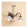 Applique wall lamp in wrought iron with 2 lights with retro country spaghetti ceramic plate - Ø 14 cm