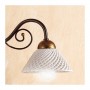 Applique lampada da parete in ferro battuto a 2 luci con piatto in ceramica a spaghetto retrò country – Ø 14 cm