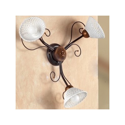 Aplique de pared de hierro forjado con 3 luces con plato de espagueti country vintage - Ø 60 cm