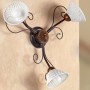 Applique lampada da parete in ferro battuto a 3 luci con piatto a spaghetto country vintage – Ø 60 cm