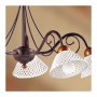 Wrought iron pendant lamp with 5 lights in retro vintage ceramic spaghetti – Ø 60 cm