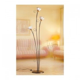 Lampadaire en fer forgé 3 lumières avec assiettes à spaghetti de style rustique vintage - h 183 cm