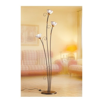 Lampadaire en fer forgé 3 lumières avec assiettes à spaghetti de style rustique vintage - h 183 cm