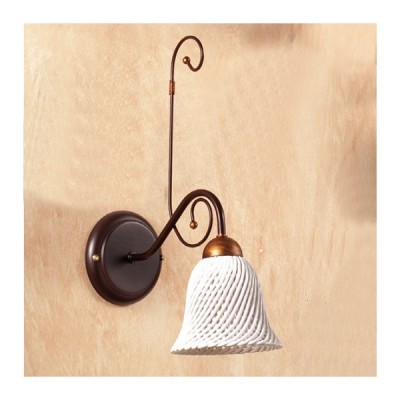 Applique wall lamp with retro country spaghetti bell ceramic diffuser - Ø 14 cm