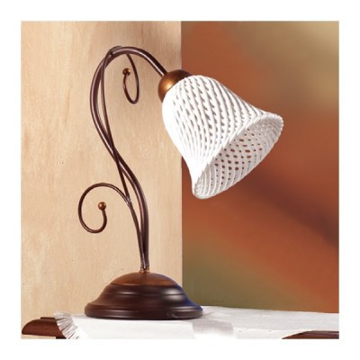Lámpara de mesa con difusor de cerámica estilo retro country spaghetti bell – Ø 14 cm
