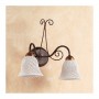 Applique lampada da parete a 2 luci con piatto in ceramica a campanella a spaghetto retrò country – Ø 14 cm