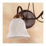 Aplique de pared de 2 luces con placa de cerámica en forma de campana de espagueti campestre retro - Ø 14 cm