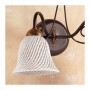 Applique applique 2 lumières avec plaque en céramique en forme de cloche spaghetti country rétro - Ø 14 cm