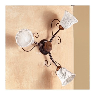 Applique wall lamp with 3 lights with vintage country spaghetti bell plate - Ø 60 cm