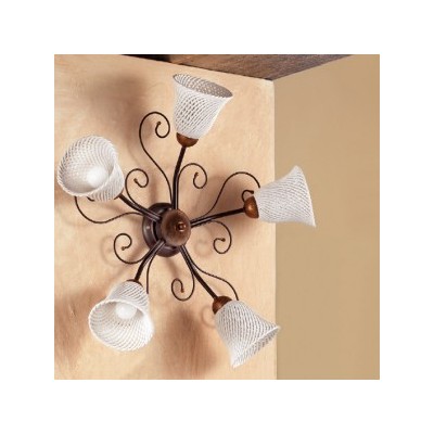 Applique wall lamp with 5 lights with bell-shaped spaghetti bell plate, retro and country style - Ø 60 cm