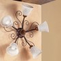 Applique lampada da parete a 5 luci con piatto a campanella a spaghetto stile retrò e country – Ø 60 cm