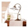Tischlampe aus Messing und Lampenschirm aus glatter Keramik im Landhausstil – Ø 21 cm