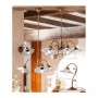 3-light brass pendant lamp with retro country decorated ceramic lampshades – Ø 58 cm