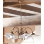 Pendant lamp with 5 lights in brass and retro vintage decorated ceramic plate - Ø 63 cm