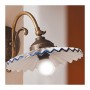Applique lampada da parete in ottone e paralume in ceramica plissettato stile vintage – Ø 21 cm
