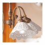Lampada a sospensione a 3 luci in ottone con paralumi in ceramica traforata retrò country – Ø 58 cm