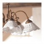 Lampada a sospensione a 5 luci in ottone e piatto in ceramica traforata vintage retrò – Ø 63 cm