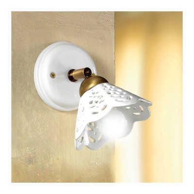 Aplique de pared en cerámica rústica perforada - Ø 14 cm