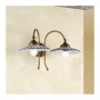 Applique applique 2 lumières en laiton et plaques de céramique plissées style rétro - Ø 21 cm