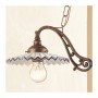 Lampe à bascule en laiton 2 lumières avec plaques en céramique plissée rétro country - Ø 60 cm
