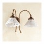 Aplique de pared con 2 luces de latón y placas de cerámica perforadas de estilo retro vintage - Ø 18 cm