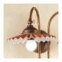 Aplique de pared con 2 luces en latón y placas de terracota plisadas en estilo retro country - Ø 21 cm